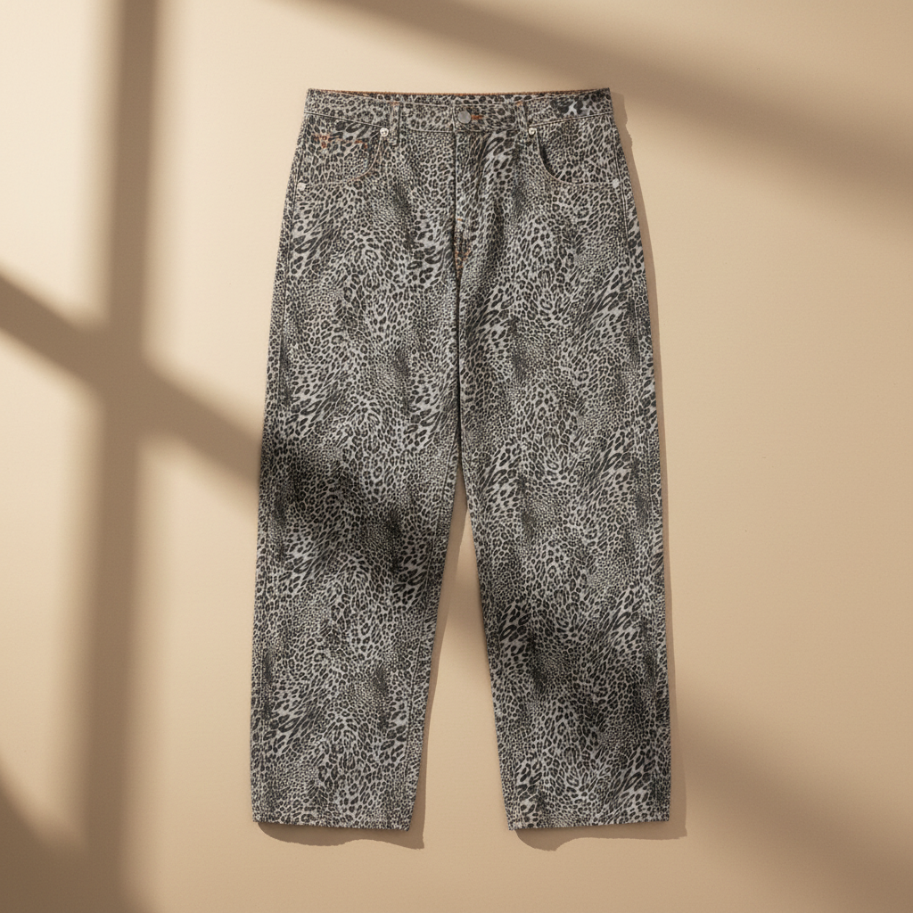 North Wear Leopard Wide Leg Jeans