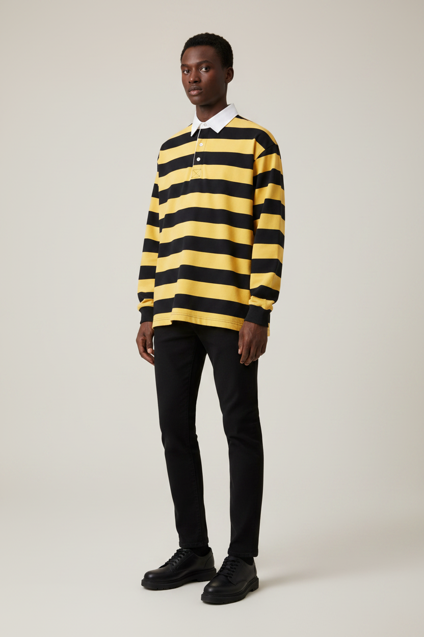 North Wear Color Block Stripe Polo Shirt
